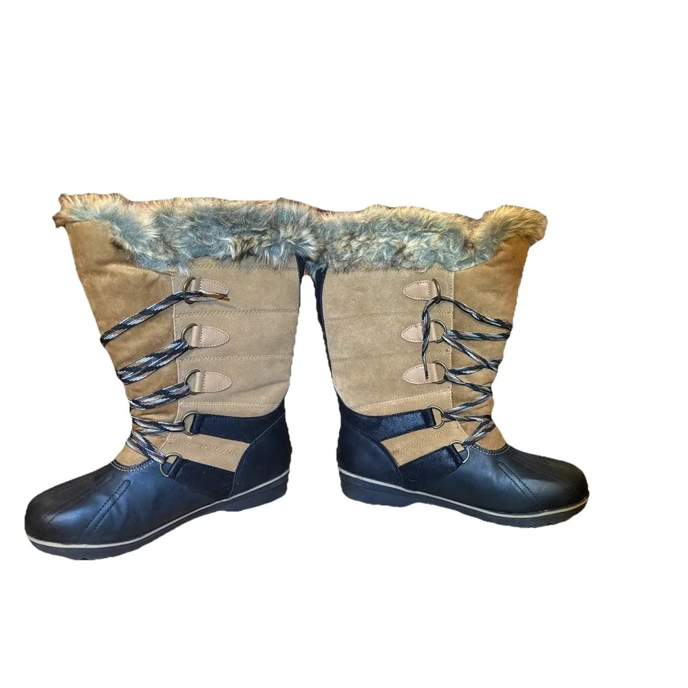Rugged Outback Women's Boots Size 10 – Black & Brown with Faux‎ Fur Trim